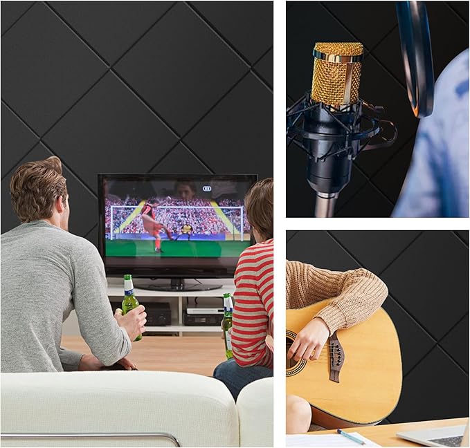 15 Pack Sound Proof Foam Panels for Walls, Acoustic Panels 12" x 12" x 0.35" High Density Sound Absorbing Panels for Home Studio, Office, Gaming Room & Theater