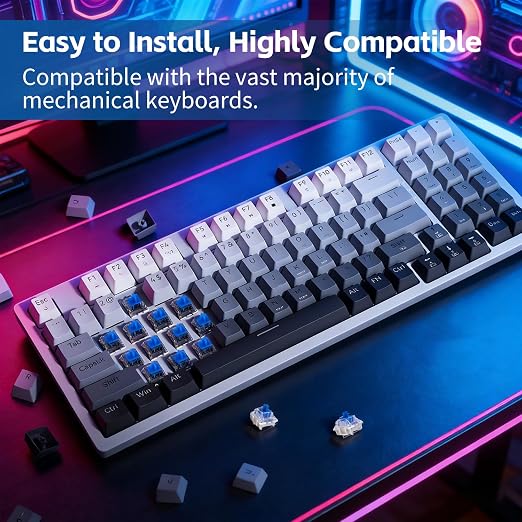 30 Pcs Keyboard Switches, 3 Pin Dustproof Mechanical Keyboard Switches, Clicky, Accurate Typing, Keyboard Clicker for Gaming, Typing, DIY Custom Keyboards & Clickers for 3D Prints (Blue)