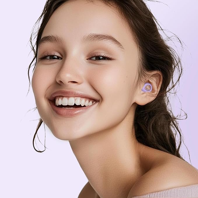 Ear Plugs for Sleeping Noise Cancelling, Reusable Silicone Earplugs for Sleeping, Noise Reduction, Travel, Deep Focus, High Fidelity Hearing Protection, 30dB Noise Reduction（Violet）