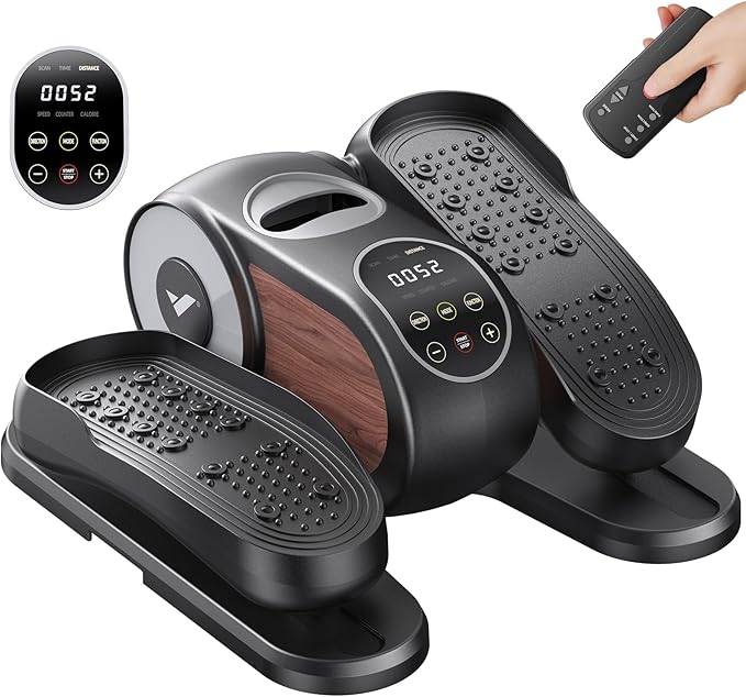 MERACH Under Desk Elliptical Machine, Leg Exerciser While Sitting for Seniors with 12-Speeds & Remote Control, Quiet Portable Electric Seated Pedal Exerciser Machine for Home Office