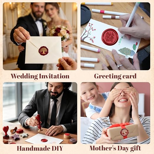 xxxHOLIC 400 Sealing Beads with Spoon & Tea Lights, Flexible Crack-Resistant Formula for Stamp Crafts, Smokeless Melting Set for Invitations, Envelopes, Cards & Gift Wrapping