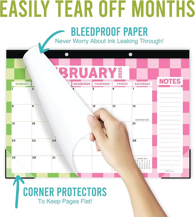 Hadley Designs Large Teacher Desk Calendar 2026-2027 - Desktop Calendar 2026, 18-Month Desk Calendars for Home, Office & Classroom, Cute Classroom Must Haves, Back to School Teacher Gifts