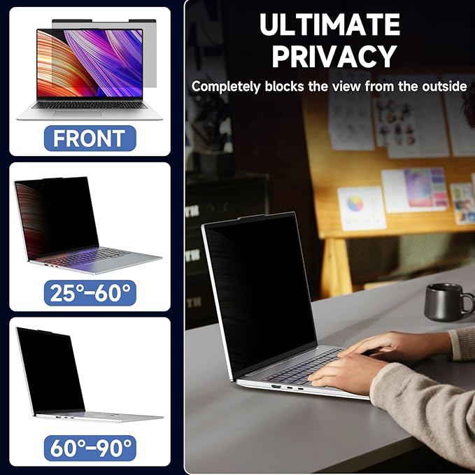 Laptop Privacy Screen 16 Inch, Laptop Screen Privacy Shield 16:10 Aspect Ratio Anti-Glare Blue Light Computer Monitor Protector,