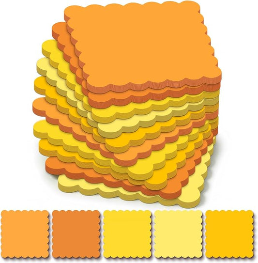 Epakh 10 Pack Scalloped Sticky Notes Bulk 3"x3" Cute Aesthetic Memo Pads 5 Gradient Colors Wavy Self Notepads for Office Study and Daily Life Organization, 300 Sheets(Yellow)