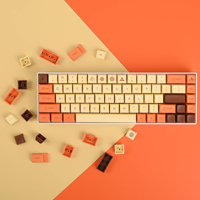 Guffercty kred XDA Profile Keycaps Set 142-Key Retro PBT keycaps for 60% 65% Cherry Mx Gaming Keyboard (Yellow Flash)