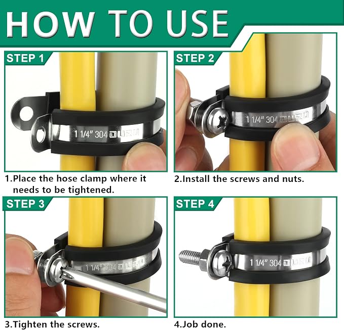 OURU 1 Inch Cable Clamps, Rubber Coated Insulated Clamps, 20pcs, 25mm | 304 Stainless Steel, Anti-Vibration, Rust Resistant, Secure Hold, Automotive Wire, Pipe & Tube Mounting, Cable Management