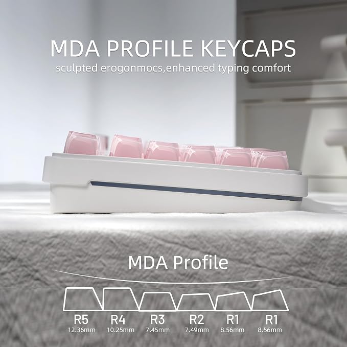 OHY XVX Jelly R2 Side-Printed Translucent MDA Profile Keycap Set, 122 Keys Double Shot PC+ABS Keycaps for MX Switches & ANSI Layout Mechanical Keyboards-Pink