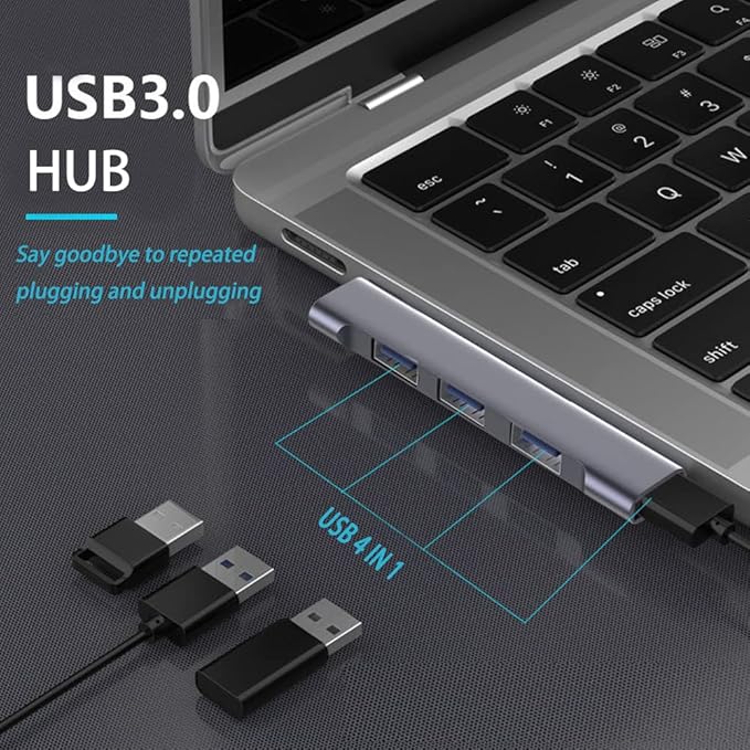 USB Hub for Laptop 4-Port, Portable USB 3.0 Hub USB Splitter, USB Multiport Adapter Expander for MacBook Air/Pro, Laptop, PC, Keyboard, Flash Drive, Mobile HDD (USB Hub for Left)