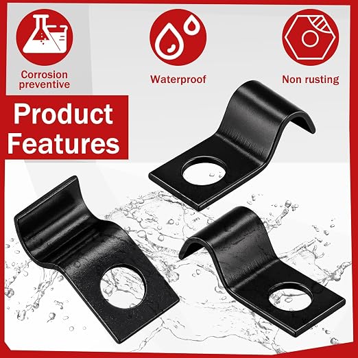 Yaocom 100 Pcs Cable Wire Screw Clips 1/4 Inch, Zinc Plated Steel Clamp Outdoor Cord Clips for Wall Mounting Wire Management(Black,1/4 in)