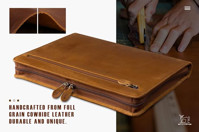 Personalized Leather Portfolio Padfolio for Men, Engraved Gifts for Father's Day for Husband from Wife, Customized Leather Gifts Present for Son/Dad, for Birthday, Brown