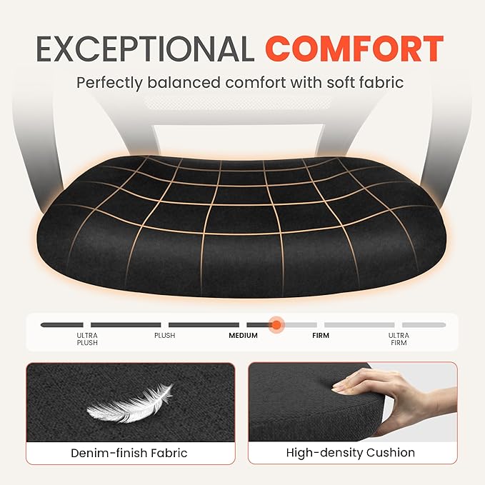 NEO Chair Office Desk Ergonomic Computer Mesh Chair with Lumbar Mid Back Support Adjustable Height Swivel Rolling Wheels Comfy Task Vanity Chair for Home Bedroom Study (All Black)