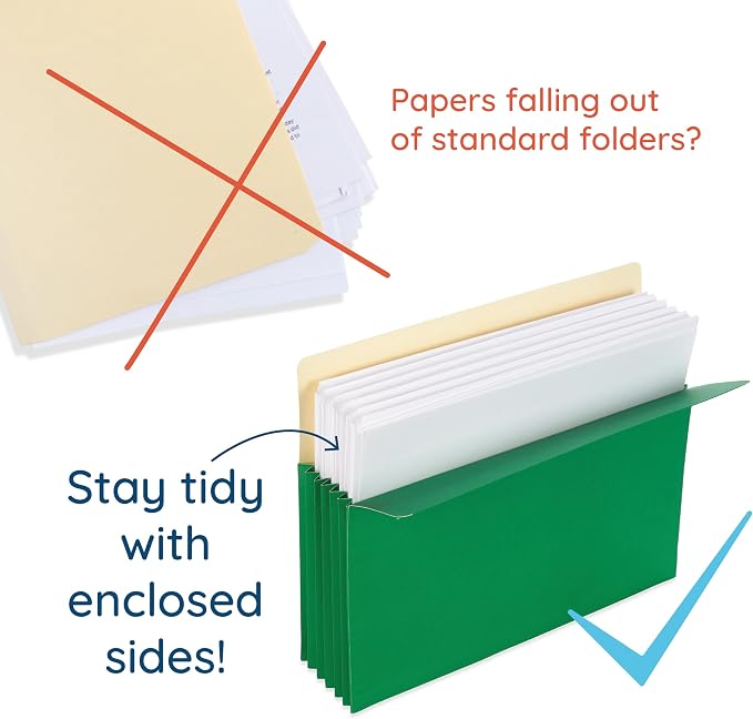 Blue Summit 10 Expanding File Pockets, Accordion File Folders Letter Size, 5.25” Expandable Pockets, Assorted Colors (Pack of 2)
