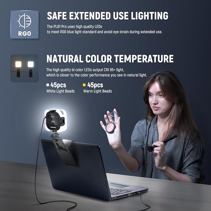 NEEWER LED Streaming Light with Windows & macOS Software Control, 2 in 1 Monitor Mount & Stand, Ultra Bright 2900K-7000K USB Laptop Computer Webcam Lighting for Video Conference, Zoom Call, PL81 PRO