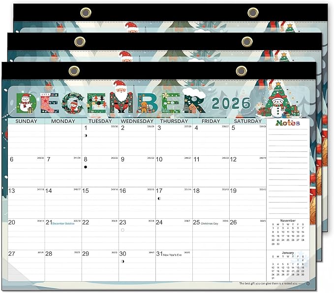 AECCN Desk Calendar 2026-2027 3 Pack, 18 Months Calendars, 17" x 11.4" Large Space, Anti Ink Bleed and Transparent Cover, Desktop Calendar with Stickers for Teacher supplies & Office Planning-Colorful