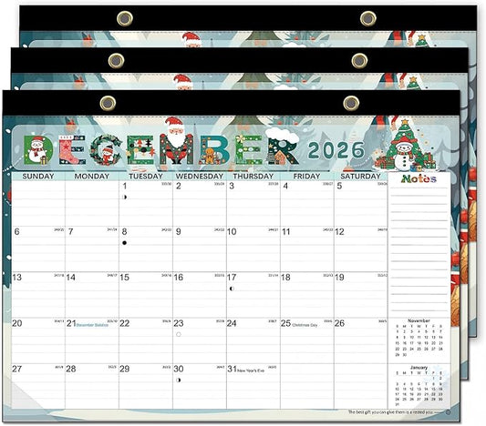 AECCN Desk Calendar 2026-2027 3 Pack, 18 Months Calendars, 17" x 11.4" Large Space, Anti Ink Bleed and Transparent Cover, Desktop Calendar with Stickers for Teacher supplies & Office Planning-Colorful