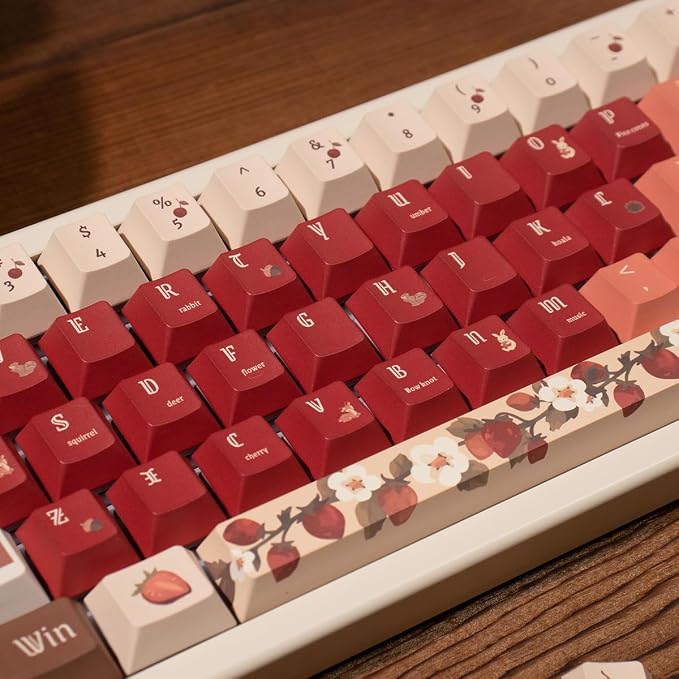 Sumgsn 152 Keys Red Keycaps PBT Dye Sub Cherry Profile Keycaps Set with Storage Box Compatible with 61/64/87/104/108 Cherry Mx Switches Mechanical Keyboard