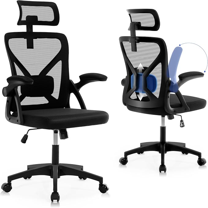 Office Chair,Ergonomic Desk Chair with Adjustable Lumbar Support,400 Lbs Mesh Computer Chair High Back with Headrest for Home Office (Light Black)