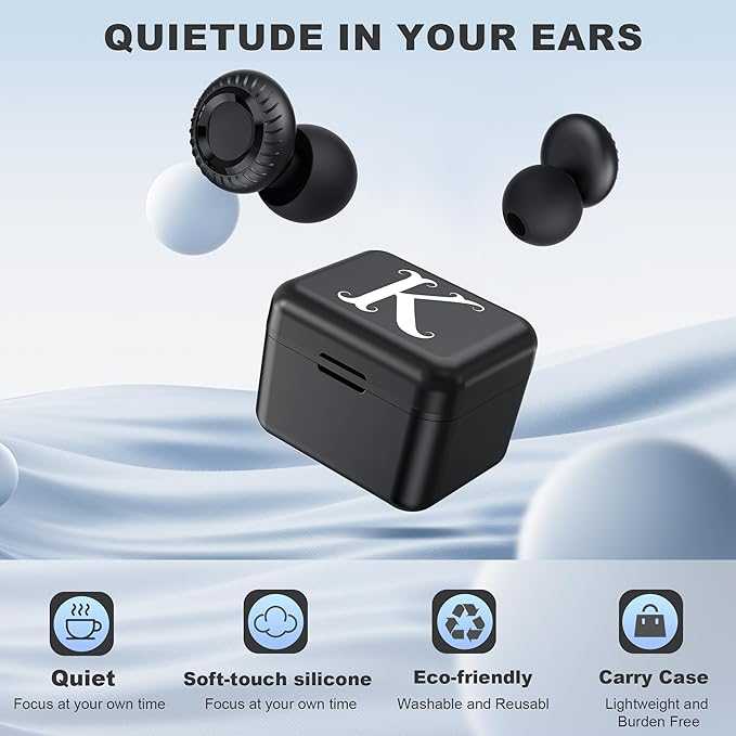 Ear Plugs, Ultra-Comfy Reusable Noise Reducing Earplugs for Sleep, Silicone Concert Ear Plug+8 Tips for Deep Focus, Travel & Sensitivity | Flexible Hearing Protection, Valentine’s Day Gifts for Women