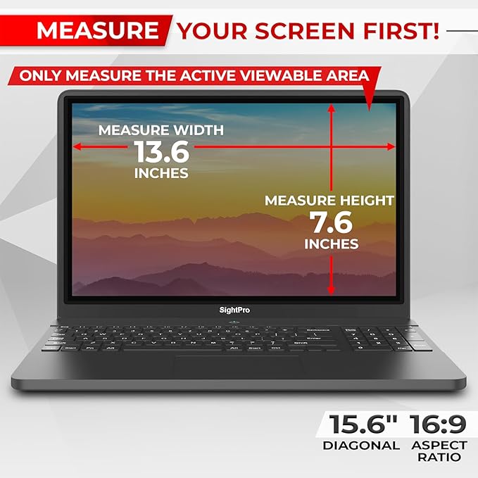 Magnetic Laptop Privacy Screen 15.6 Inch 16:9 - Patented Removable Laptop Privacy Filter Shield and Protector