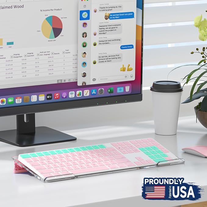 Ergonomic Computer Keyboard Stand - Adjustable Keyboard Riser Tilt Clear and Glitter Pink Acrylic Keyboard Tray Non-Slip Elevated Typing Key Board Holder Lift for Home Office Desk Accessories
