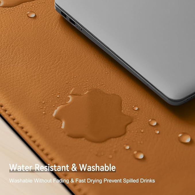 Dual Sided Leather Desk Mat - Waterproof Desk Pad - Ideal for Large Mouse Pad and Desk Mats on Top of Desks (Brown, 11"*8")