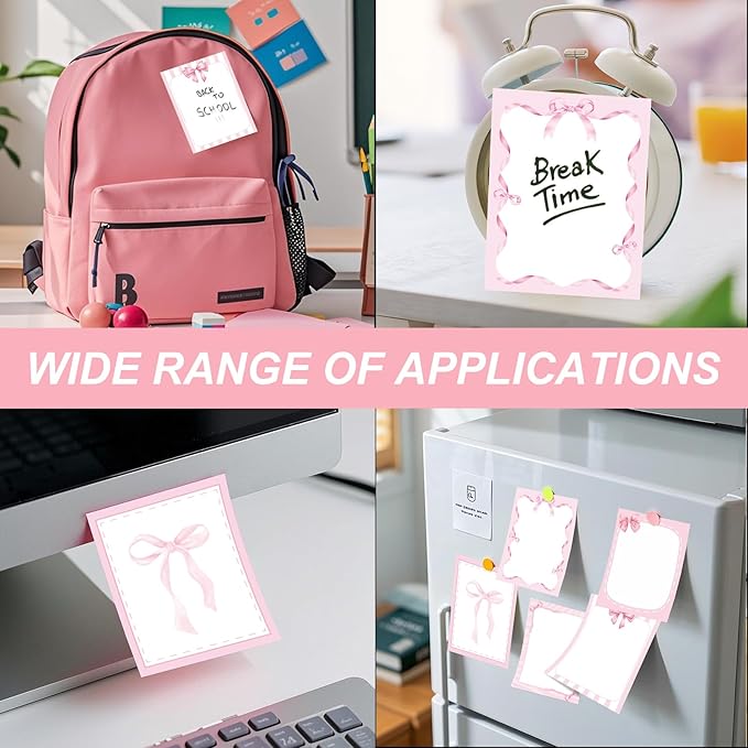 Coquettte Pink Bow Sticky Notes - 9 PCS Pink Post It Notes Coquettte School Supplies Aesthetic Self Stick Note to Do List Memo Pads Office Stationery for Women Girls Girly 3x3 Inches