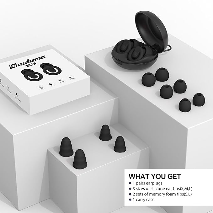 High-Fidelity Noise Reduction Earplugs – 27 dB NRR Reusable Silicone Ear Plugs for Sleeping, Travel, Concerts, Work & Study – Comfortable Hypoallergenic Ear Protection with Carry Case