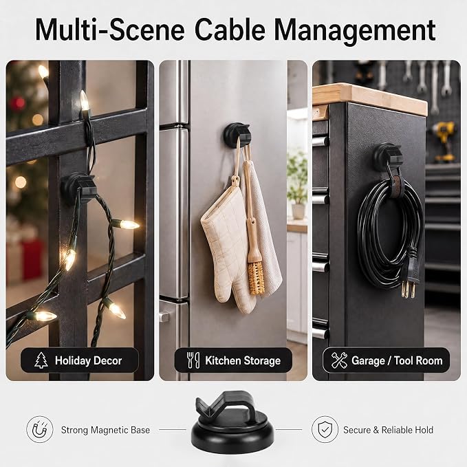 Shimeyao 10pcs Magnetic Fasteners, 3/4" Magnetic Cable Holder, 23lbs Pull Force Zip Tie Mount Base, Durable Cable Organizer for Home Office Marine Electrical Wiring