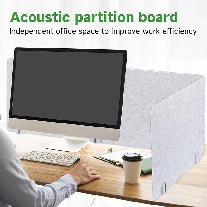 Desk Privacy Panel Acoustic Divider Panel Portable Desk Partition Desk Divider Noise Visual Isolate Table Divider for Student Study Office Library (Gray-2, 47.2" x 23.6")