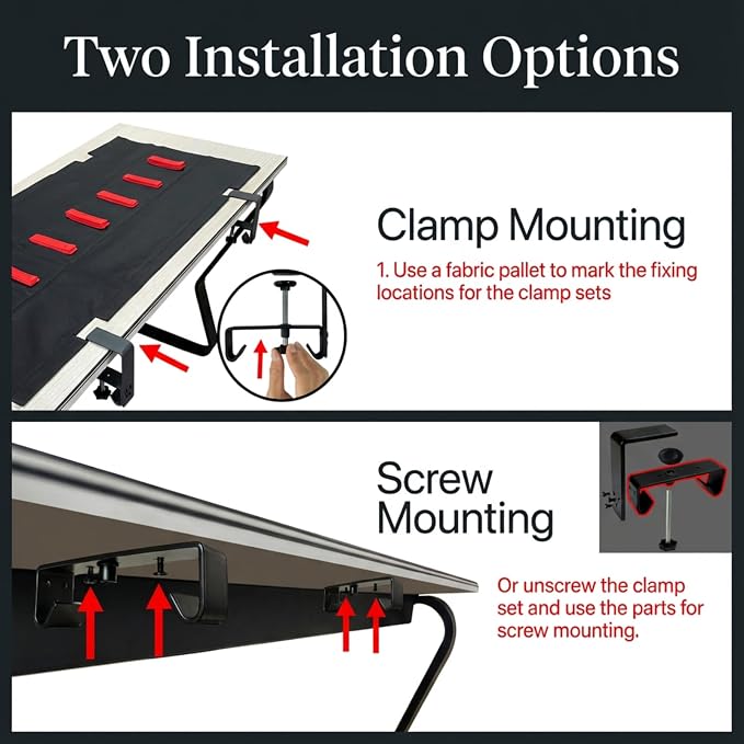 Under Desk Cable Management No Drill – 36" L x 6" W Cord Organizer, Upgraded Silicone Pads (No Scratch), 16 Cable Slots, Washable PE Honeycomb Base, Fits Desks 0–2.1" Thick, Black