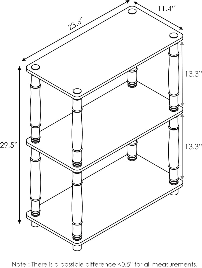 Furinno Turn-N-Tube 3-Tier Compact Multipurpose Shelf Display Rack with Classic Tube, Dark Cherry/Black