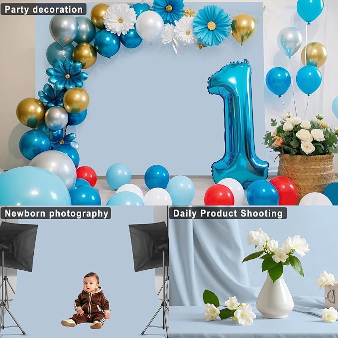 BlueAura Photo Backdrop, Dusty Blue 10X10 FT | Professional Background, Product Photography, Portraits, Wedding Party, Live Streaming Video Recording for Photoshoot