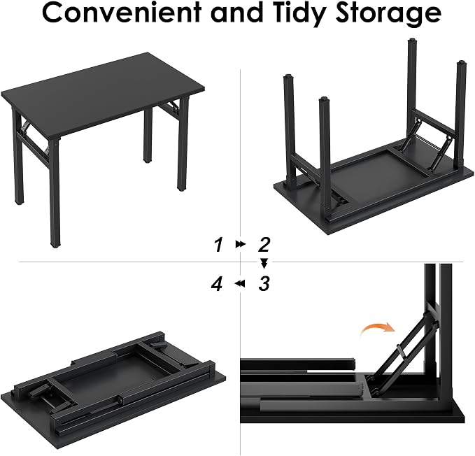 Need Office Computer Desk -35.8 L Sturdy and Heavy Duty Folding Laptop Table,Writing Table/Home Office Desk/Sewing Table, No Assembly Required, White & White Frame