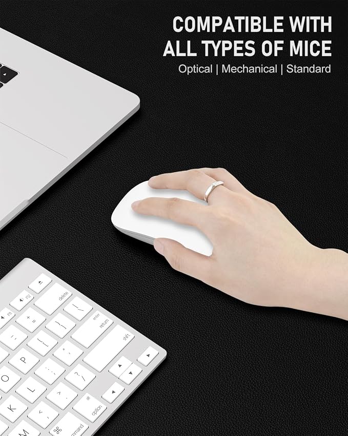Desk Pad, 35.5" x 17" PU Leather Non-Slip Desk Mat Large Mouse Pad for Desktop, Waterproof Laptop Computer Writing Mat for Office, Home, Work, Gaming, Black