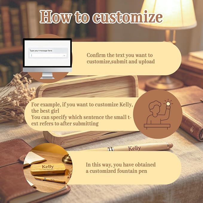Personalized Engraved Bamboo Pen Set with Case – Custom Engraved Pen with Name, Personalized Ballpoint Pen Gift for Men, Teacher, Doctor, Graduate, Wooden Customized Pens