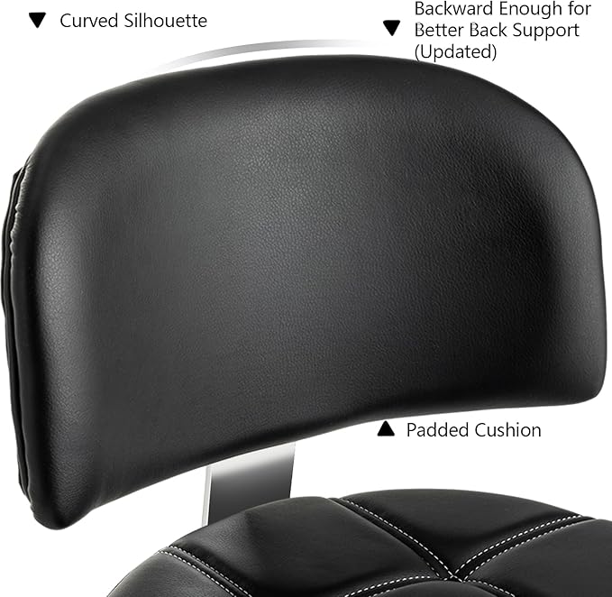 Lockable Stool with Back and Foot Rest Ergonomic Rolling Hydraulic Adjustable Stool for Doctor Esthetician Artist Home Small Office Desk (Black, 19.5''-24.5'')