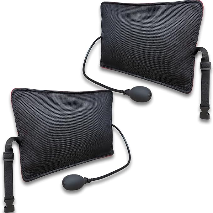 2Pack Inflatable Lumbar Support Pillow for Office Chair and Car Seat, Back Support Cushion with Air Pump for Reducing Lower Back Pain