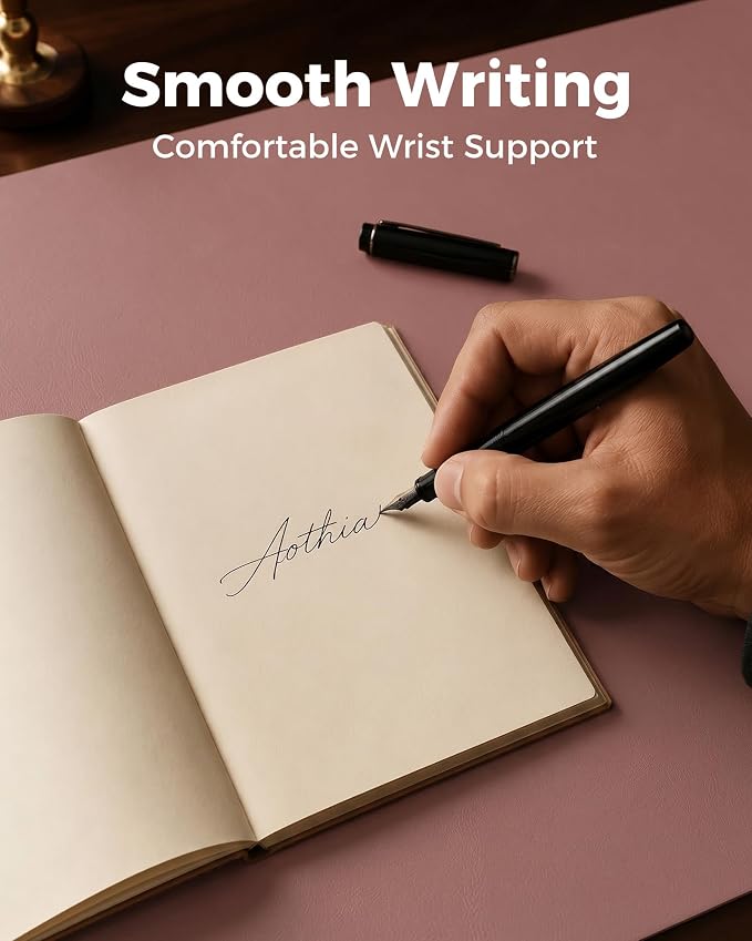 Aothia Dual-Sided Desk Mat, FSC Cork & PU Leather Desk Pad, Large Mouse Pad & Writing Surface for Full Desk Coverage, Non-Slip Waterproof Desk Protector - 47" x 23.6", Pale Mauve