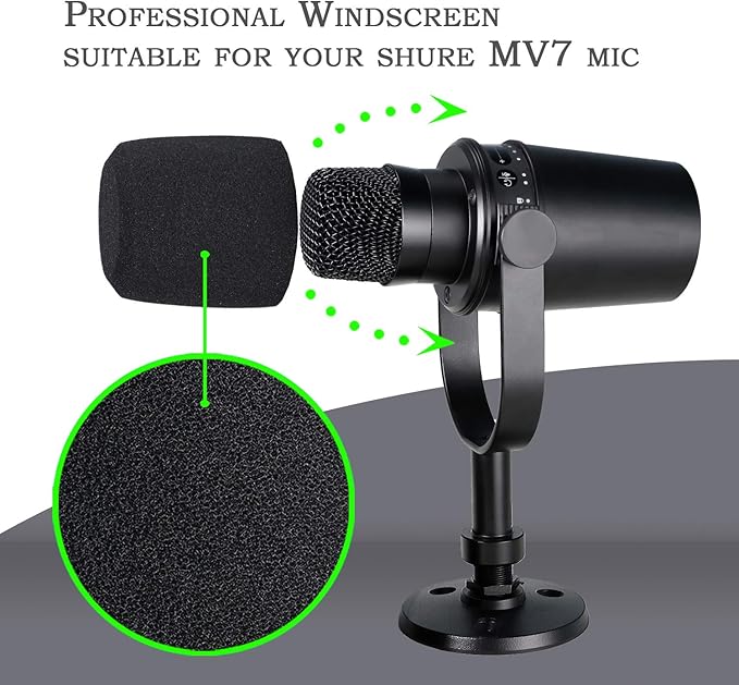 MV7 MV7X MV7+ Boom Arm - Mic Arm with Foam Cover Windscreen Compatible with Shure MV7 and Shure MV7X and Shure MV7+ Microphone with Pop Filter by YOUSHARES