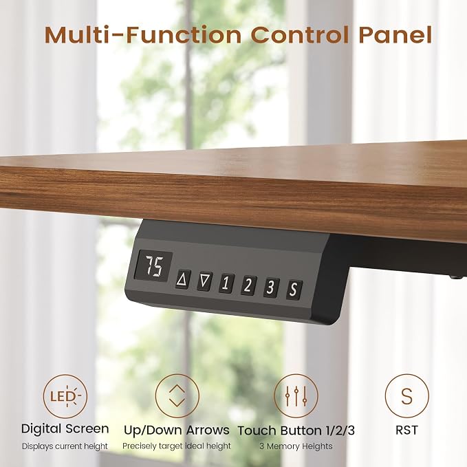 SEDETA L Shaped Electric Standing Desk with 6 Drawers, 66.9" x 57.1" Height Adjustable Stand Up Desk with Power Outlets, 3 Memory Heights, Sit Stand Computer Desk for Home Office, White + Brown