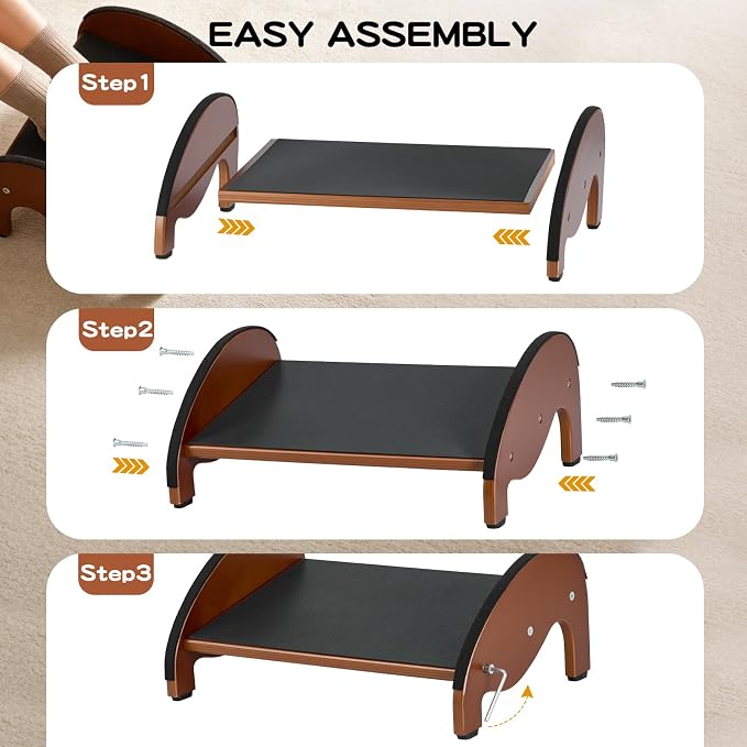 Foot Rest Under Desk, Ergonomic Solid Wooden Under Desk Footrest | Foot Rest for Under Desk with Non-Slip Silicone Top & Rubber Feet, 10° Tilt Foot Stool for Office Home-15.7''×11''×6.3''