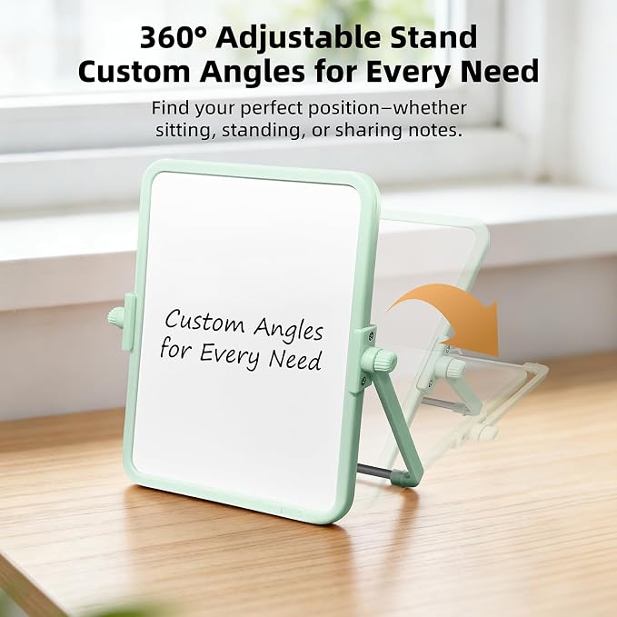 Magnetic Dry Erase Whiteboard, 6.7x8.4 Inch Double-Sided Desktop Easel with Stand, 2 Eraser Head Markers & 4 Magnets, Portable White Board for Planning, Memo, Office, Home, School（Green）