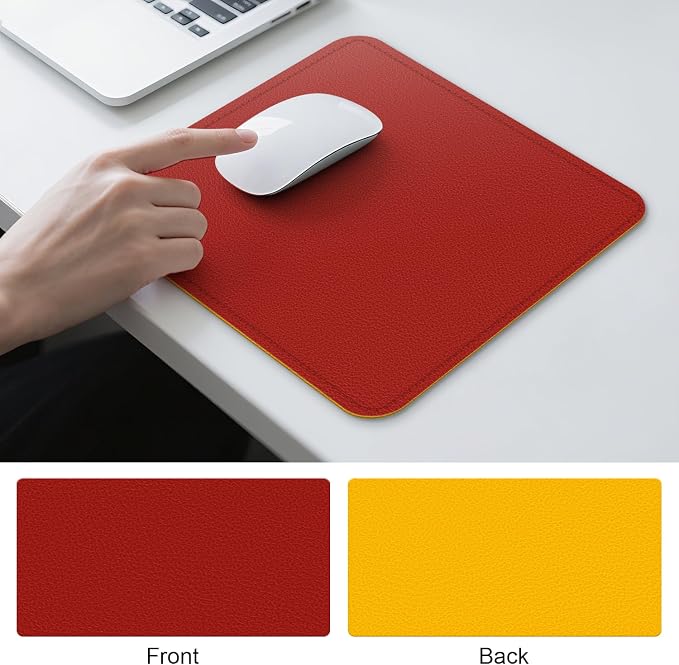 Dual Sided Leather Desk Mat - Waterproof Desk Pad - Ideal for Large Mouse Pad and Desk Mats on Top of Desks (red, 11"*8")