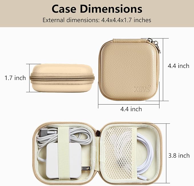 Charger Case for Macbook, Portable Tech Electronic Organizer Bag, Small Travel Storage Pouch for Laptop Accessories, MacBook Power Adapter, Charging Cords, USB Drives (Light Khaki, M)