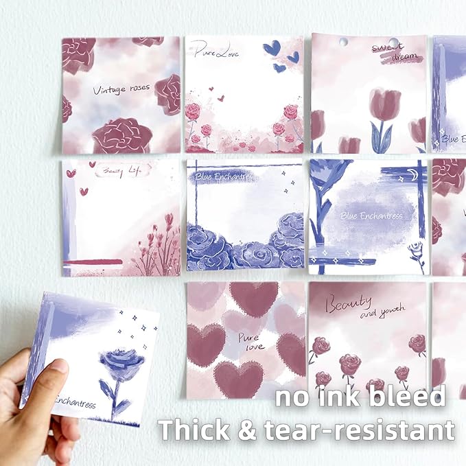 9 PCS Retro Sticky Notes 3x3 Cute and Aesthetic Post it Notes Self-Stick Note Pads for School, Office, and Home - Ideal Gifts for Teachers, Women, and Coworkers (Pure Love)