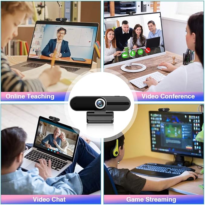 HZQDLN 4K Webcam with Microphone, 8MP Laptop PC Desktop Computer Web Camera, USB Webcams for Video Calling Recording Streaming Video Conference, Webcam with Tripod，Privacy Shutter