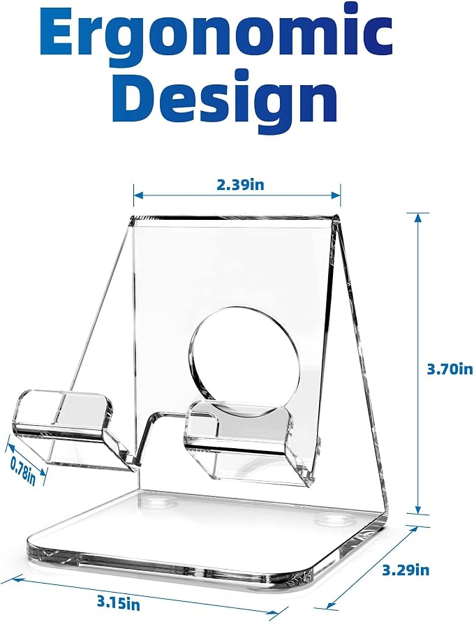 Acrylic Cell Phone Stand, Clear Phone Holder for Office Desk, Vanity, Kitchen, Bedside Table, Compatible with iPhone 17/Smartphones/iPad/Switch/Kindle, Office Desk Accessories