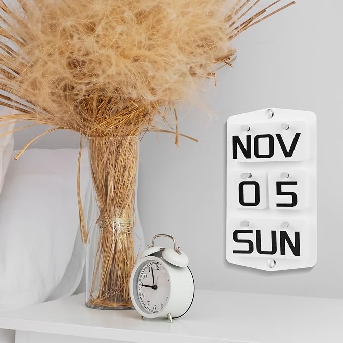 Wall Mount Acrylic CalendarCalendar, Perpetual 2026 Daily Display Calendar, Reusable Yearly Wall Standing Calendars with Wall Hook for Home Office Decor Desk Accessories (White)