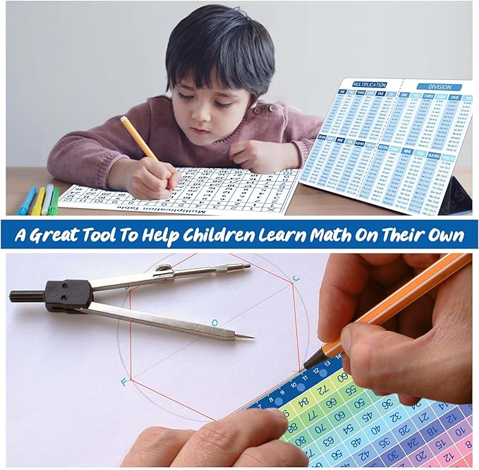 Multiplication Master Kit - 3 Pack Double Sided Dry Erase Math Whiteboards & Times Table Chart | 9"x12" Multiplication Division Boards + 8"x11" Multiplication Table | Classroom Homeschool Supplies