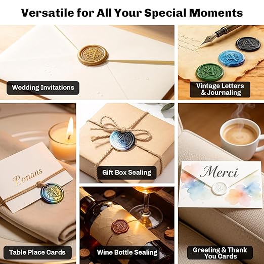 I Wax Seal Stamp Kit, TEKGERLU 360 PCS 18 Colors Wax Beads, Copper I Letter Stamp with Solid Wood Handle, Full Tools for Wedding Invitations, Envelope Sealing